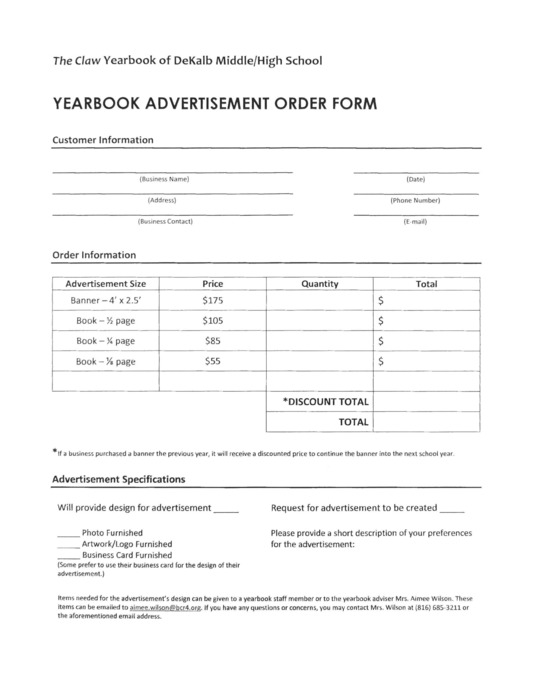 Ad Order Form